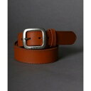 リーバイス LEVI'S スクエアバックル 35mm サイドステッチ レザーベルト メンズ カジュアル 革 本革 (ブラウン)(4)