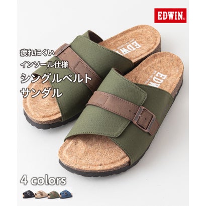 ジーンズメイト JEANS MATE 【EDWIN】シングルベルトサンダル メンズ EW9303 フットベッド 紳士 事務所履き スリッパ つっかけ （カーキ）(4)