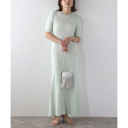 ボンジュールサガン BONJOUR SAGAN ハーフスリーブミックスカラーニットワンピース （MINT）