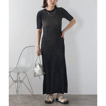ボンジュールサガン BONJOUR SAGAN ハーフスリーブミックスカラーニットワンピース (BLACK)