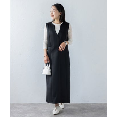 ボンジュールサガン BONJOUR SAGAN ダンボールポンチキーネックジャンパースカート (BLACK)