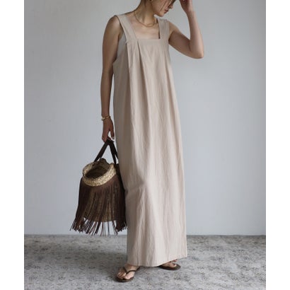 ボンジュールサガン BONJOUR SAGAN リネンタッチWタックジャンパースカート (beige) ボンジュールサガン BONJOUR SAGAN リネンタッチWタックジャンパースカート (beige)