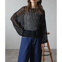 ボンジュールサガン BONJOUR SAGAN テープヤーン透かし編みショートプルオーバー (BLACK)