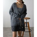 ボンジュールサガン BONJOUR SAGAN アルパカタッチディープVカーディガン (CHARCOAL-GRAY)