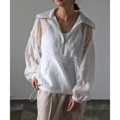 ボンジュールサガン BONJOUR SAGAN ハーフジップシアーブルゾン (WHITE)