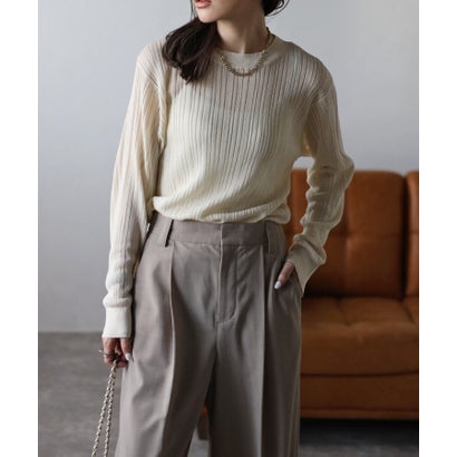 ボンジュールサガン BONJOUR SAGAN ランダムリブクルーネックニットプルオーバー （ECRU）