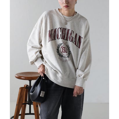 ボンジュールサガン BONJOUR SAGAN MICHIGANエンブレムロゴスウェット （OATMEAL）