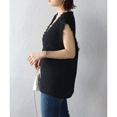 ボンジュールサガン BONJOUR SAGAN ツイードフリンジディープVベスト （BLACK）のサムネイル