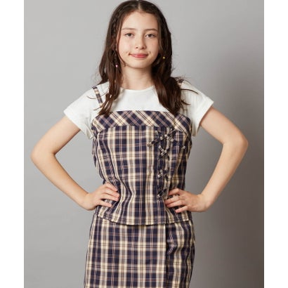 アー・ヴェ・ヴェ a.v.v [160]【セットアップ対応】レースアップドッキングTシャツ （ネイビー）