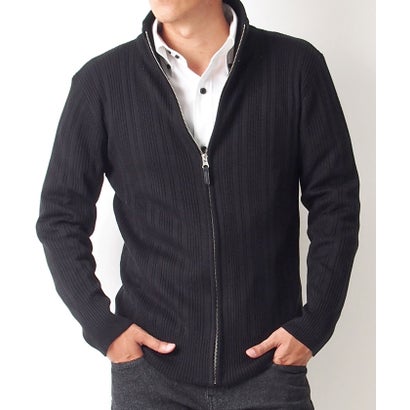 トップイズム TopIsm スタンドカラーランダムニットカーディガン (1-ブラック)