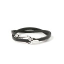 トップイズム TopIsm ブレスレット メンズ ブレス 本革 レザー 革 レディース アクセサリー シンプル 2重巻きフックブレス 男女兼用 春夏 小物 (5-ブラック)