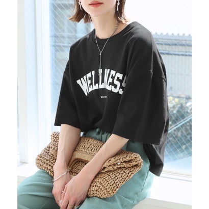 レカ reca 五分袖ロゴプリントTシャツ（240207）（ブラック）