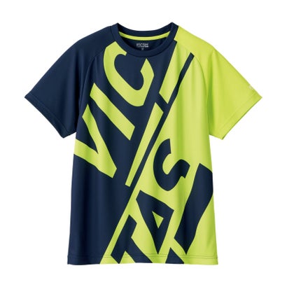 ヴィクタス VICTAS VICTAS ヴィクタス 卓球 ブロック ロゴ ティー BLOCK LOGO TEE プラクティスシャツ T （NV/ライムグリーン）