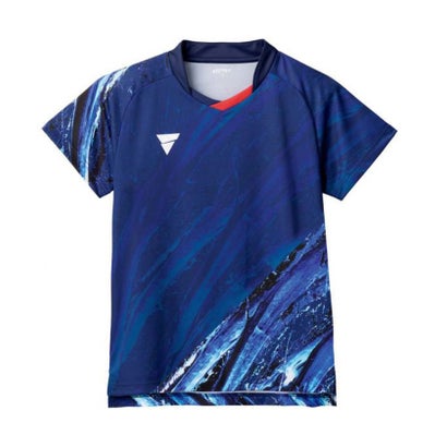 ヴィクタス VICTAS VICTAS ヴィクタス 卓球 VーNGS407 ゲームシャツ トップス 吸汗速乾 部活 トレーニン （ネイビー）