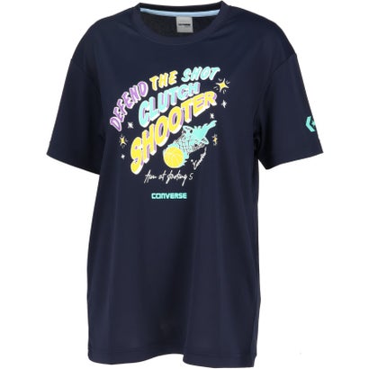 コンバース CONVERSE CONVERSE コンバース バスケット ガールズプリントTシャツ レディース 半袖 トップス （ネイビー）