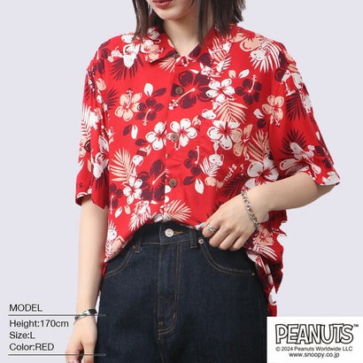 ピーナッツ PEANUTS スヌーピー アロハ シャツ 夏 サマー SNOOPY PEANUTS （レッド）