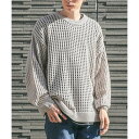 ラグスタイル LUXSTYLE 7Gメッシュ編みクルーネックニット/ニット メンズ レディース メッシュ 透かし編み 7G サマーニット (1グレー)