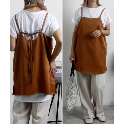 フィズ Fizz キャミチュニック&TシャツSET クールタッチメランジ アンサンブル レイヤード (キャメル(51)) フィズ Fizz キャミチュニック&TシャツSET クールタッチメランジ アンサンブル レイヤード (キャメル(51))