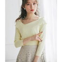 トッコ クローゼット リュクス tocco closet luxe 袖口パール付きアシメリブニットプルオーバー (レモン)