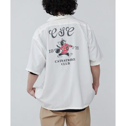 刺繍ハッポウプリントオープンカラーシャツ