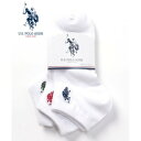 ユーエスポロアッスン U.S. POLO ASSN. U.S. POLO ASSN. 白無地 刺繍 3Pアンクルソックス (アソート)