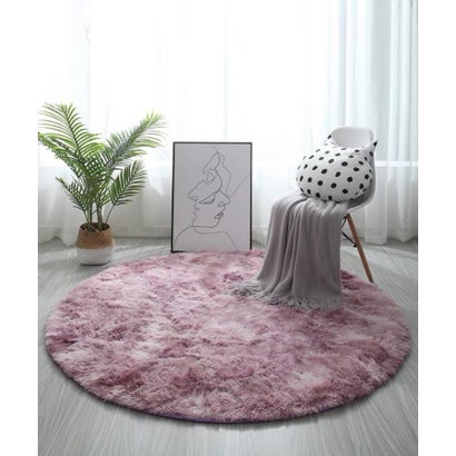 アイモハ aimoha シンプル起毛フサフササークルマット カーペット (パープル)