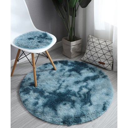 アイモハ aimoha シンプル起毛フサフササークルマット カーペット (ネイビー)