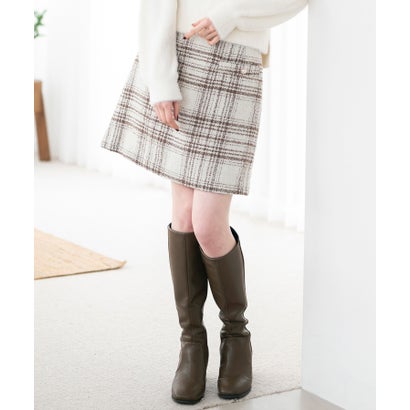ミッシュマッシュ MISCH MASCH ブークレーチェックミニスカート/MM337227 (IVORY) ミッシュマッシュ MISCH MASCH ブークレーチェックミニスカート/MM337227 (IVORY)