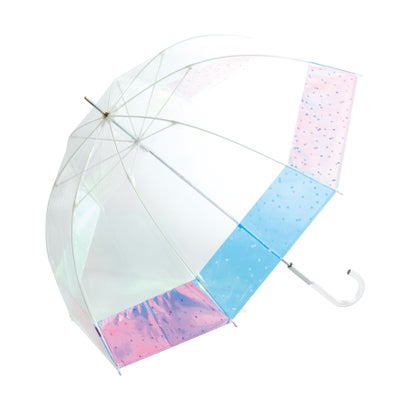 【Wpc. 公式】［ビニール傘］プリントドームシルエットシャイニーアンブレラ shiny plastic umbrella （ブルー）