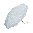 【Wpc.公式】日傘 T/Cフラワープリントスカラップ 50cm UVカット 晴雨兼用 レディース 長傘 (サックス)