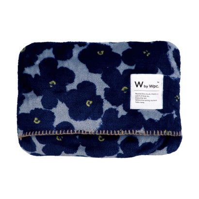 【Wpc.公式】クッションブランケット4way 膝掛け ポンチョ 腰巻き クッション 洗濯可能 (ハナプリントダークネイビー)