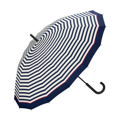 【Wpc.公式】雨傘 UNISEX 16K 60cm 大きい 傘 16本骨 耐風 メンズ レディース 16本傘 継続はっ水 晴雨兼用 多骨 風に強い(ピンクラインボーダー)