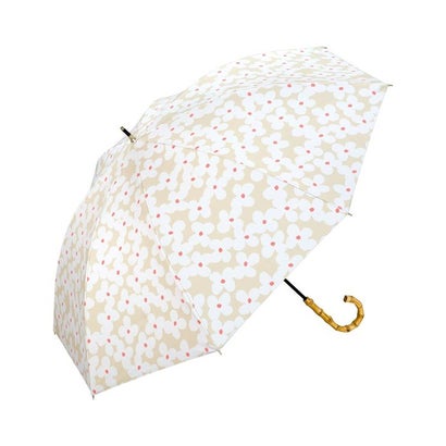 【Wpc.公式】日傘 遮光パターンズプリント 55cm 完全遮光 UVカット100% 遮熱 晴雨兼用 大きめ 晴雨兼用日傘 長傘 バンブー (クッカベージュ)