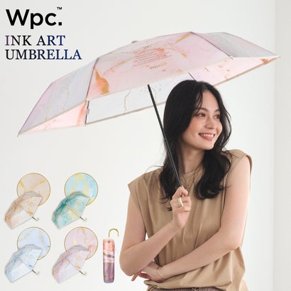 【Wpc.公式】［ビニール傘］インクアートアンブレラ ミニ 親骨49cm 傘 レディース 雨傘 折り畳み傘 おしゃれ 可愛い 女性 通勤 通学 （スカイブルー）