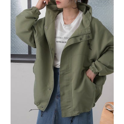 アドティエ ad thie マウンテンパーカー ラグラン ドローコード モンスター フード 冬 春 （カーキ）