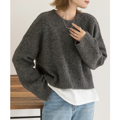 アドティエ ad thie ふんわり・ブークレ ショートニットプルオーバー （チャコール）