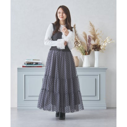 ミッシュマッシュ MISCH MASCH 【2024秋冬新作】ドットチュールドッキングワンピース/MM437411 (GRAY)