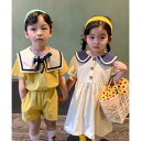 アイモハ aimoha 【aimohaーKIDSー】かわいい 兄弟姉妹おそろい セーラーカラーセットアップ (ベージュ)