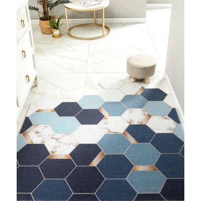 アイモハ aimoha 北欧風洗えるラグカーペットpvc （ネイビー）