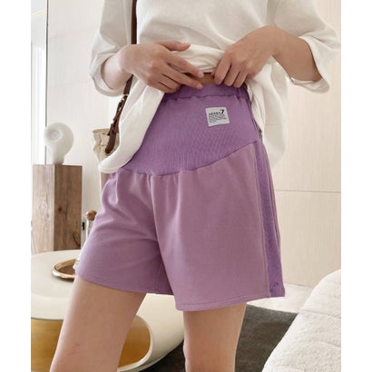 アイモハ aimoha 5分丈マタニティハーフパンツ 韓国ファッション (パープル)