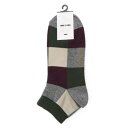 コムサメン COMME CA MEN コムサメン ブロック柄 アンクル丈ソックス (Dグリーン)