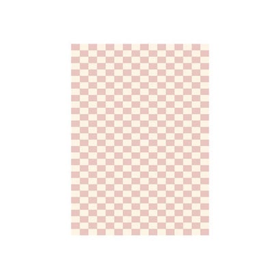アイモハ aimoha 市松模様ラグ カーペット チェック柄 リビングルームベッド 北欧 滑り止め 洗える SNS映え 50*80cm （ピンク）