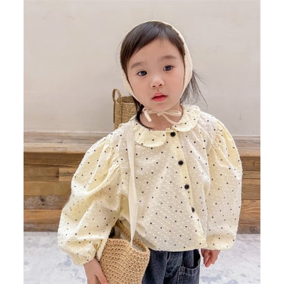 アイモハ aimoha aimohaーKIDSー ドット柄パフスリーブ姫ブラウス （ベージュ）