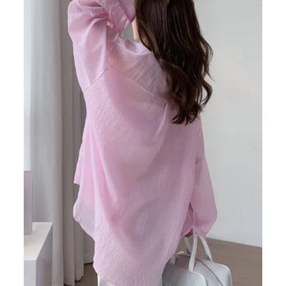 アイモハ aimoha UVカットシアーストライプシャツ （ピンク）のサムネイル