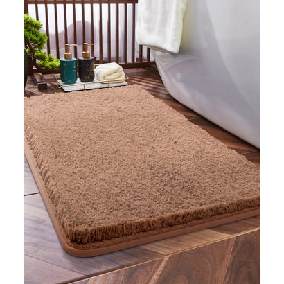 アイモハ aimoha 無地のシンプル超ロングパイル吸水バスマット/玄関マット （ブラウン）