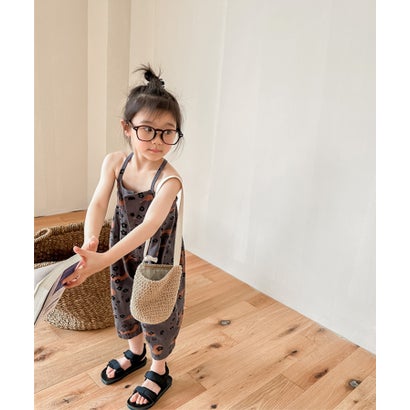 アイモハ aimoha 【aimohaーKIDSー】韓国子供服 プリント7分丈サロペット （ダークグレー）