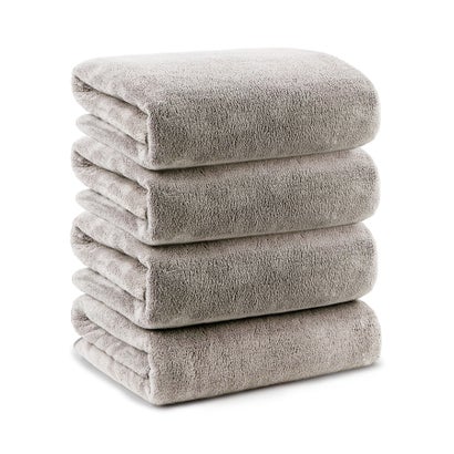 リバランス REBALANCE Mofuwa マイクロファイバー バスタオル 4枚セット タオルセット 110 x 50 ギフト まとめ買い (スモーキーグレー...