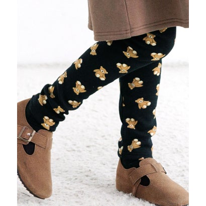 コドモフク ビー 子供服Bee 裏起毛レギンスパンツ （黒地クマ）