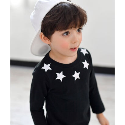 コドモフク ビー 子供服Bee プリントTシャツ （19.ラウンドスター×黒地）