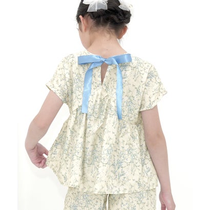 コドモフク ビー 子供服Bee バックリボントップス （アイボリー地ブルー花柄）